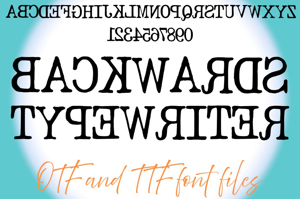 Backwards Typewriter Lettering ABC Text Font Alphabet OTF Type Illustration by Squeeb Creative social
