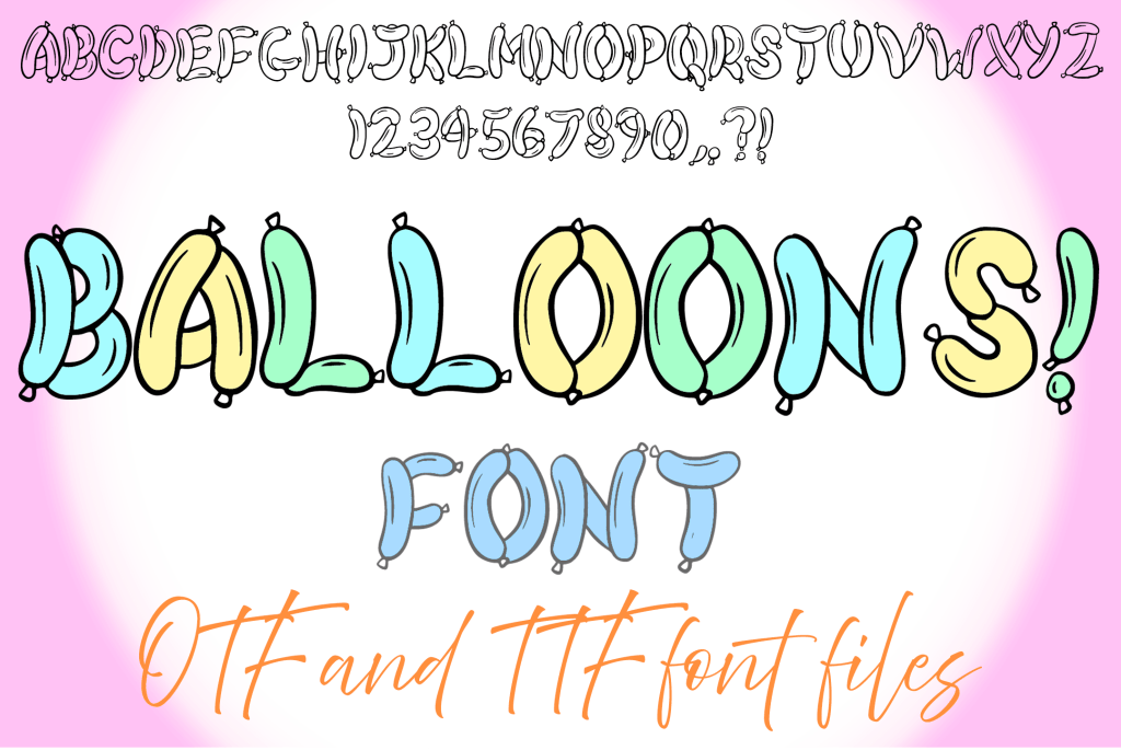 Balloon Typeface Lettering ABC Text Font OTF Illustration by Squeeb Creative Social