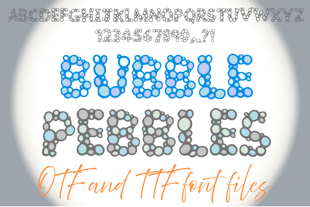 Bubble Pebble ABC Typeface Lettering OTF Text Font by Squeeb Creative Social