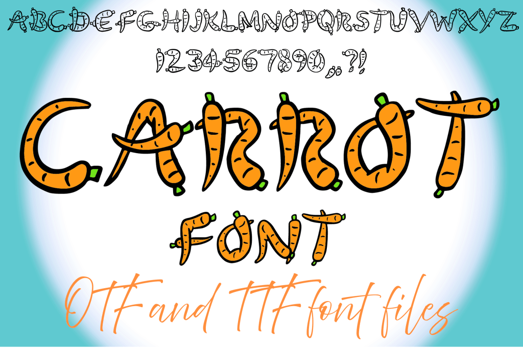 Carrot Vegetable Typeface Lettering ABC Text Font OTF Illustration by Squeeb Creative social