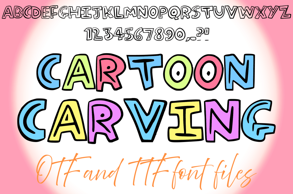 Cartoon Carving Typeface Lettering ABC Text Font OTF Illustration by Squeeb Creative Social