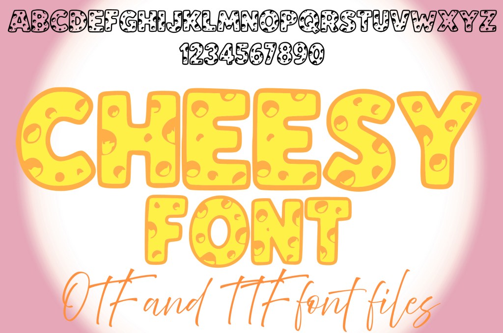 Cheesy Cheese Typeface Lettering ABC Text Font Food OTF Illustration by Squeeb Creative social
