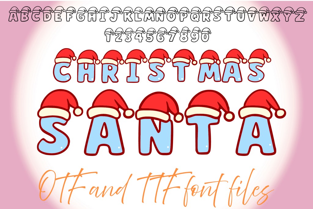 Christmas Santa Hat Lettering ABC Text Font Festive OTF Illustration by Squeeb Creative social