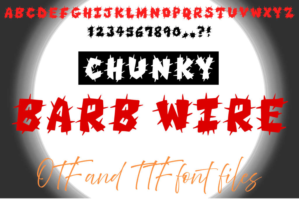 Chunky Barb Wire Typeface Lettering ABC Text Font Spiky OTF Illustration by Squeeb Creative