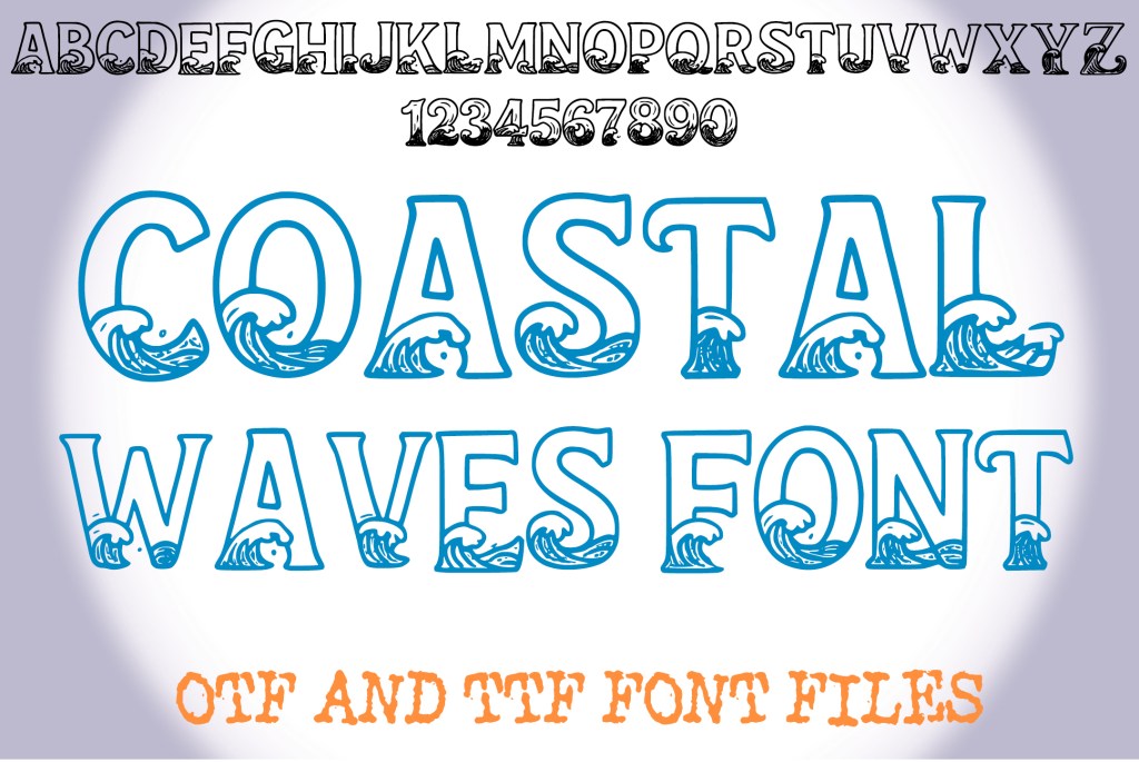 Coastal Waves Lettering ABC Text Font Alphabet OTF Type Illustration by Squeeb Creative social
