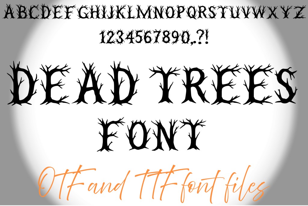 Dead Trees Typeface Lettering ABC Text Font Branches OTF Illustration by Squeeb Creative social