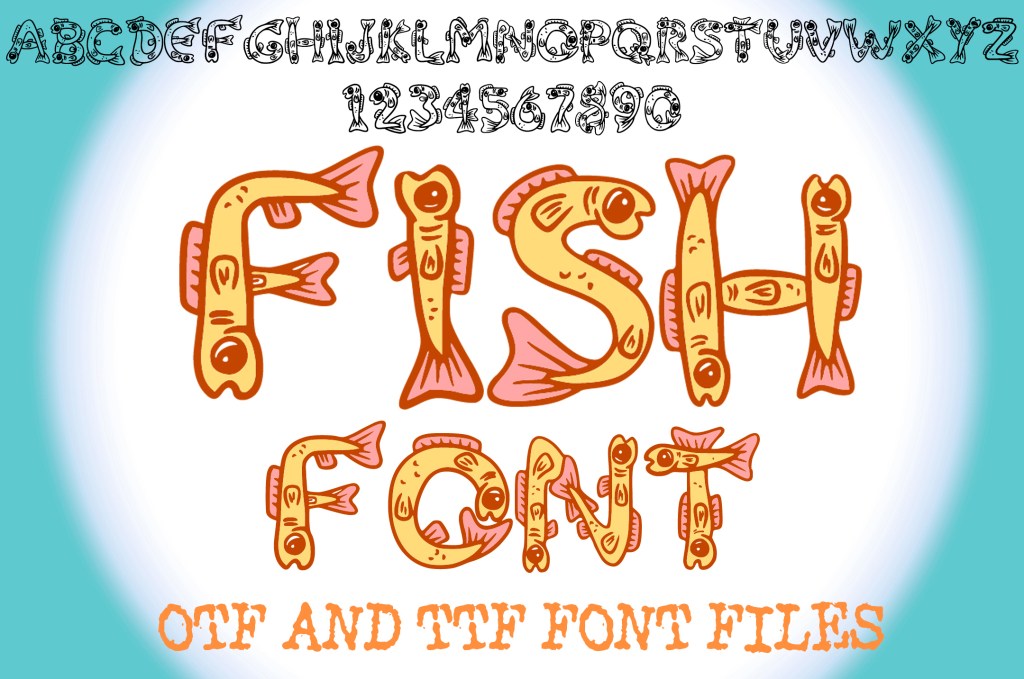 Fish Lettering ABC Text Font Alphabet OTF Goldfish Type Illustration by Squeeb Creative social
