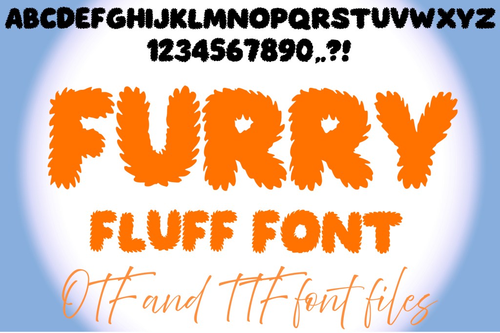 Furry Fluff Typeface Lettering ABC Text Font fur OTF Illustration by Squeeb Creative social