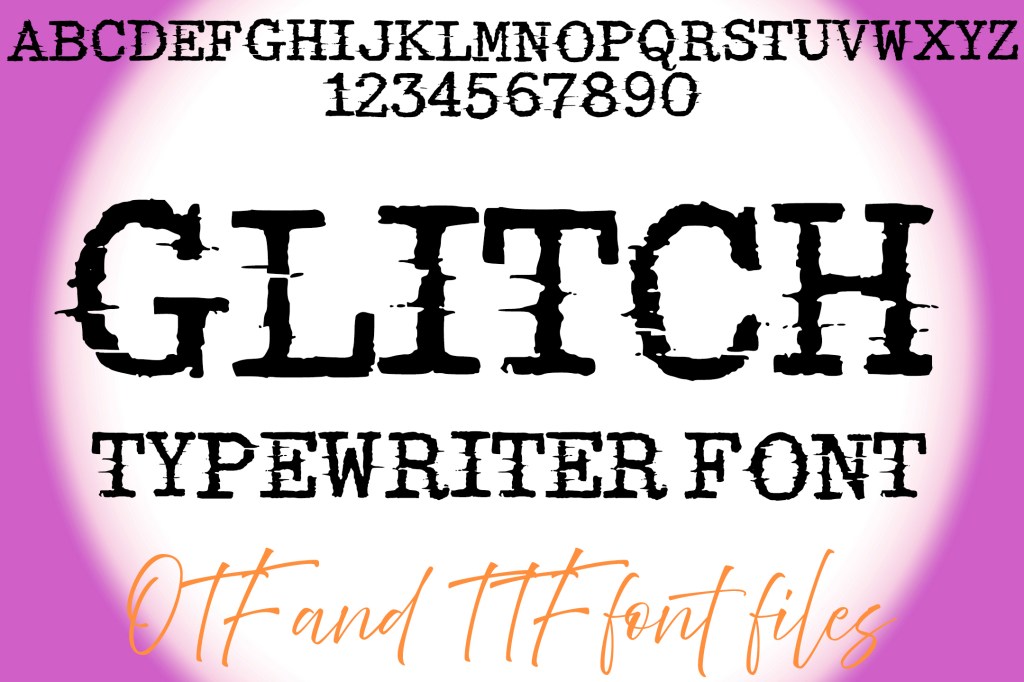 Glitch Typewriter Alphabet Lettering ABC Text Font Distressed Typeface OTF Illustration by Squeeb Creative social