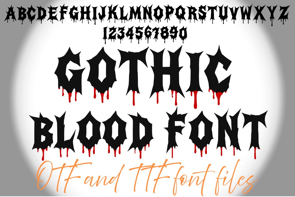Gothic Blood Alphabet Lettering ABC Text Font goth Typeface OTF Illustration by Squeeb Creative social