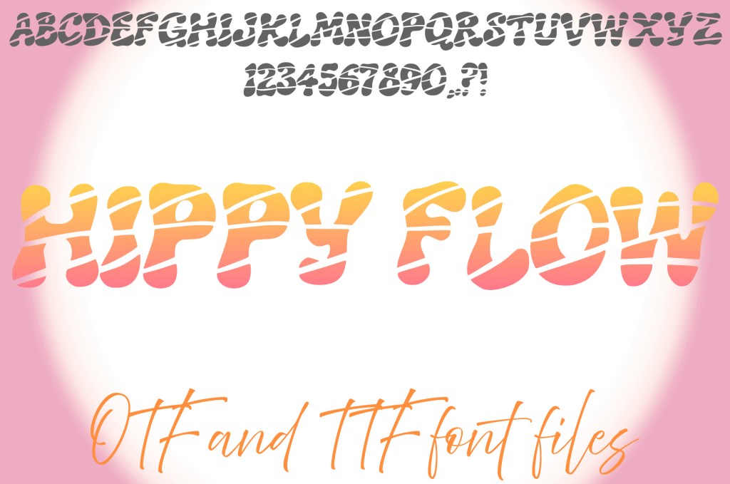 Hippy Flow 60s Typeface Lettering ABC Text Font Wobbly OTF Illustration by Squeeb Creative social