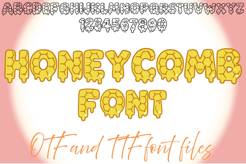 Honeycomb Lettering ABC Text Bee Font Alphabet OTF Type Illustration social