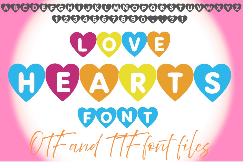 Love Hearts Alphabet Lettering ABC Text Font Valentines Typeface OTF Illustration by Squeeb Creative social