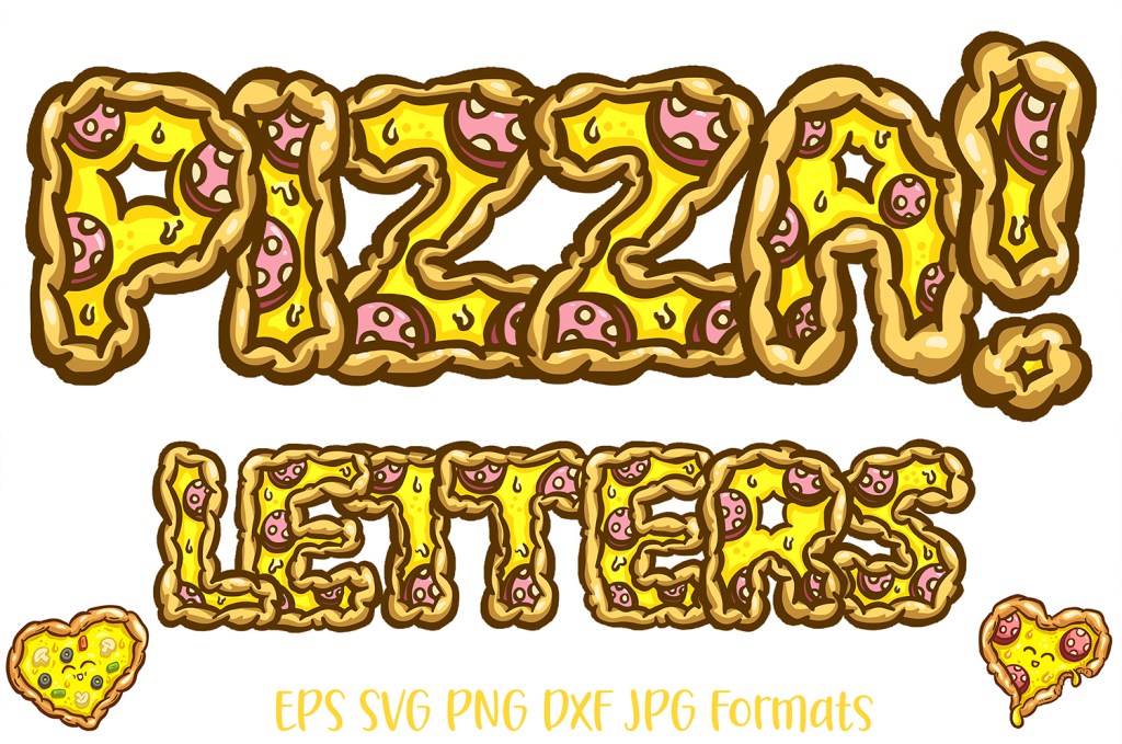 Pizza Letter Font Typography Design Hand Drawn Collection by Squeeb Creative social