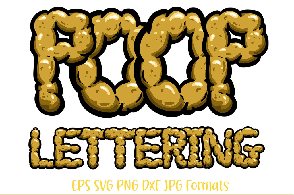 Poop Poo Lettering Hand Drawn Font Typography Collection by Squeeb Creative Social
