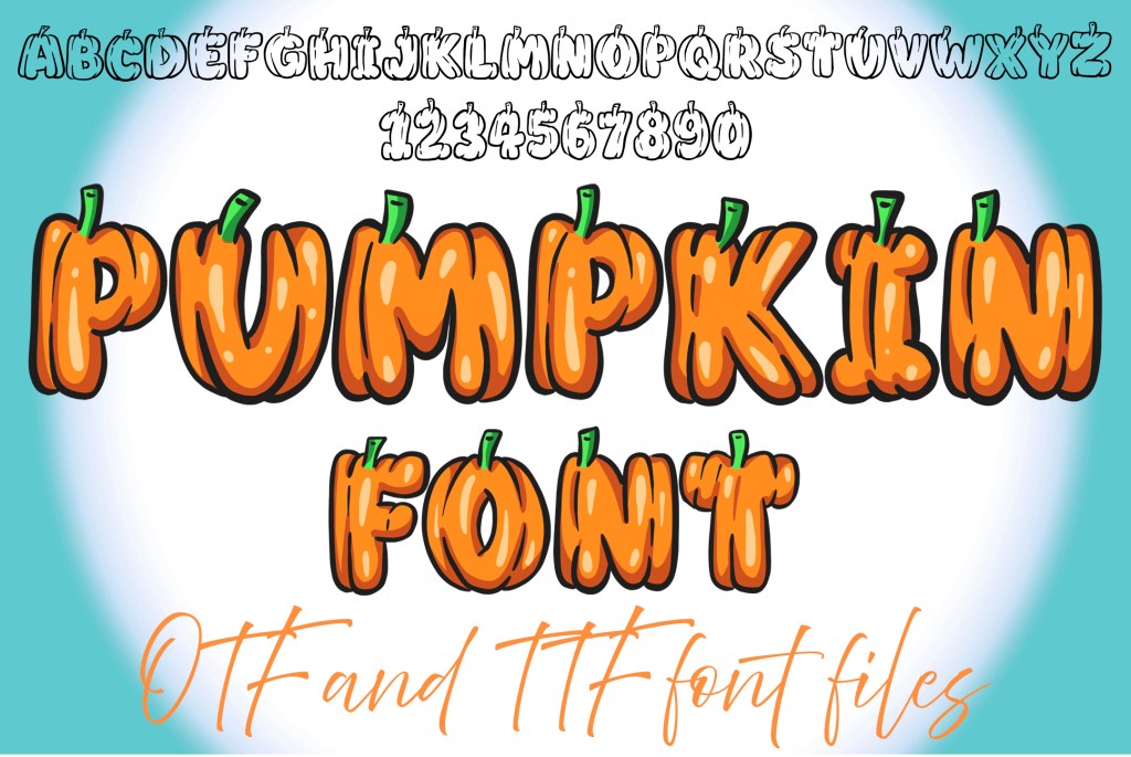 Pumpkin Harvest Lettering ABC Text Font Typeface Halloween OTF Illustration by Squeeb Creative social