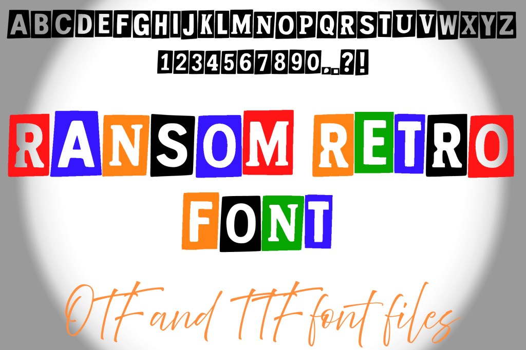 Ransom Retro Typeface Lettering ABC Text Font Note OTF Illustration by Squeeb Creative social