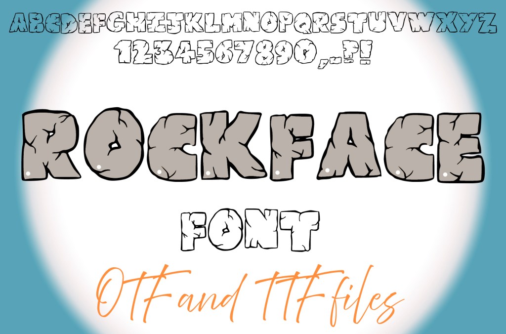 Rockface Stone Rock Cracked Font Lettering OTF ABC Alphabet Typeface by Squeeb Creative social