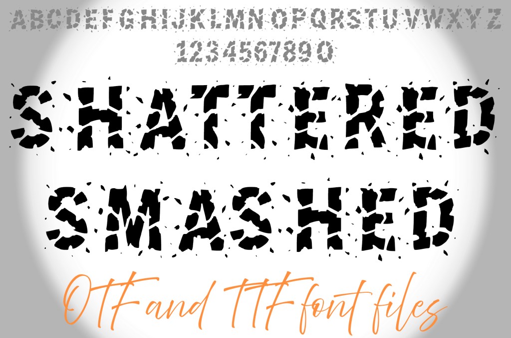 Shattered Smashed Lettering ABC Text Font Alphabet OTF Illustration by Squeeb Creative social