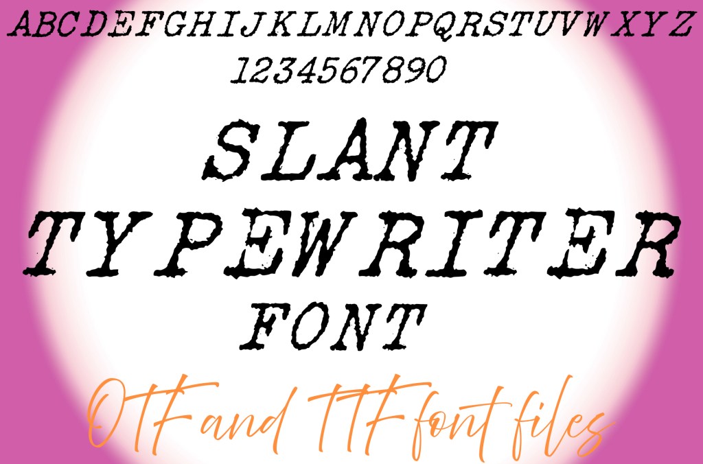 Slant Typewriter Alphabet Lettering ABC Text Font Distressed Typeface OTF Illustration by Squeeb Creative social