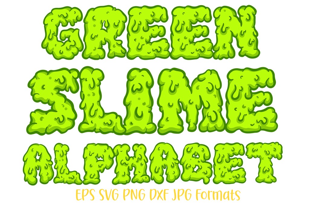 Slime Green Alphabet Letters Numbers Cartoon Font by Squeeb Creative social