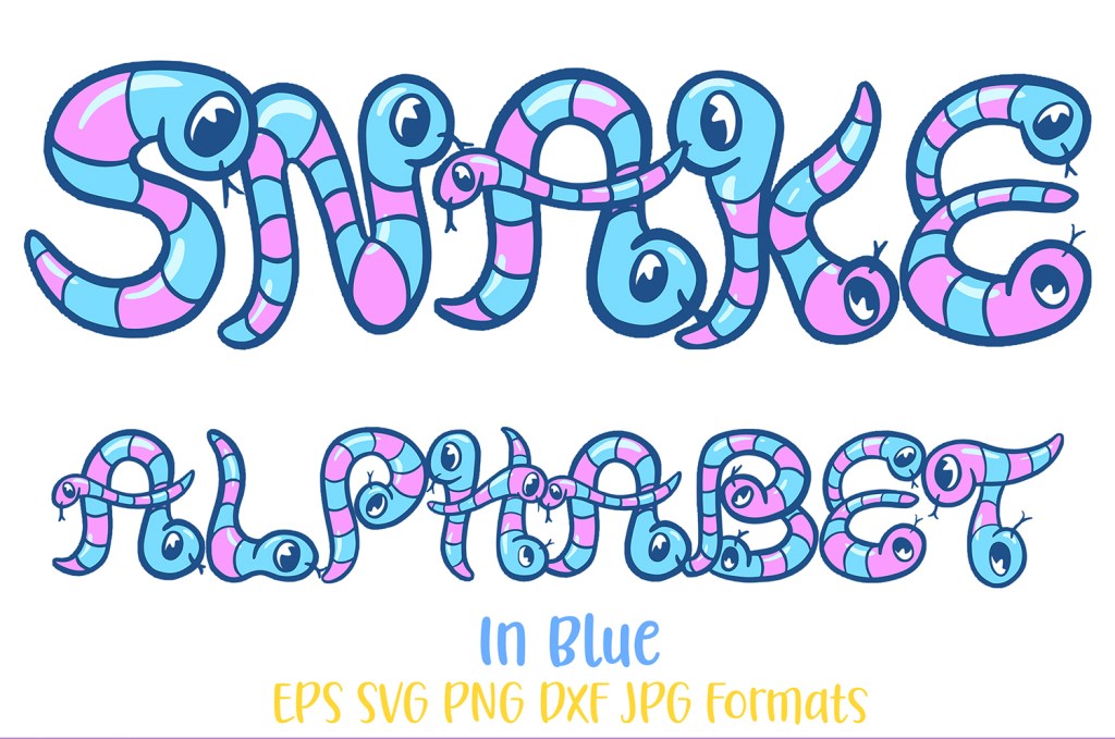 Snake Cartoon Font Alphabet Letters Numbers Collection by Squeeb Creative sm