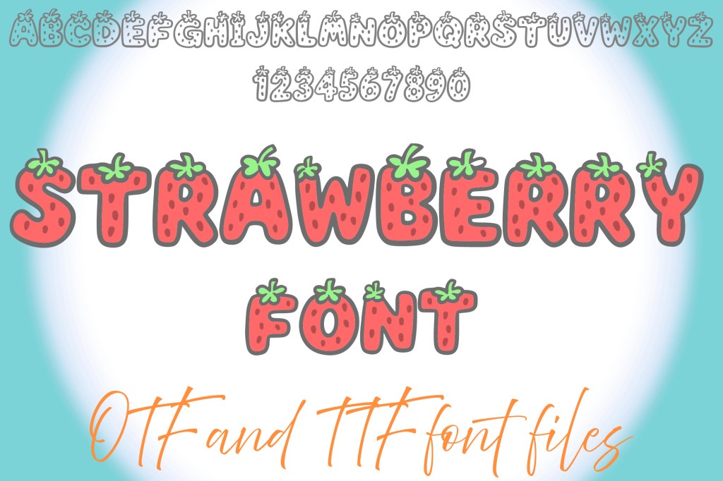 Strawberry Fruit Lettering ABC Text Font Typeface Berry OTF Illustration by Squeeb Creative social