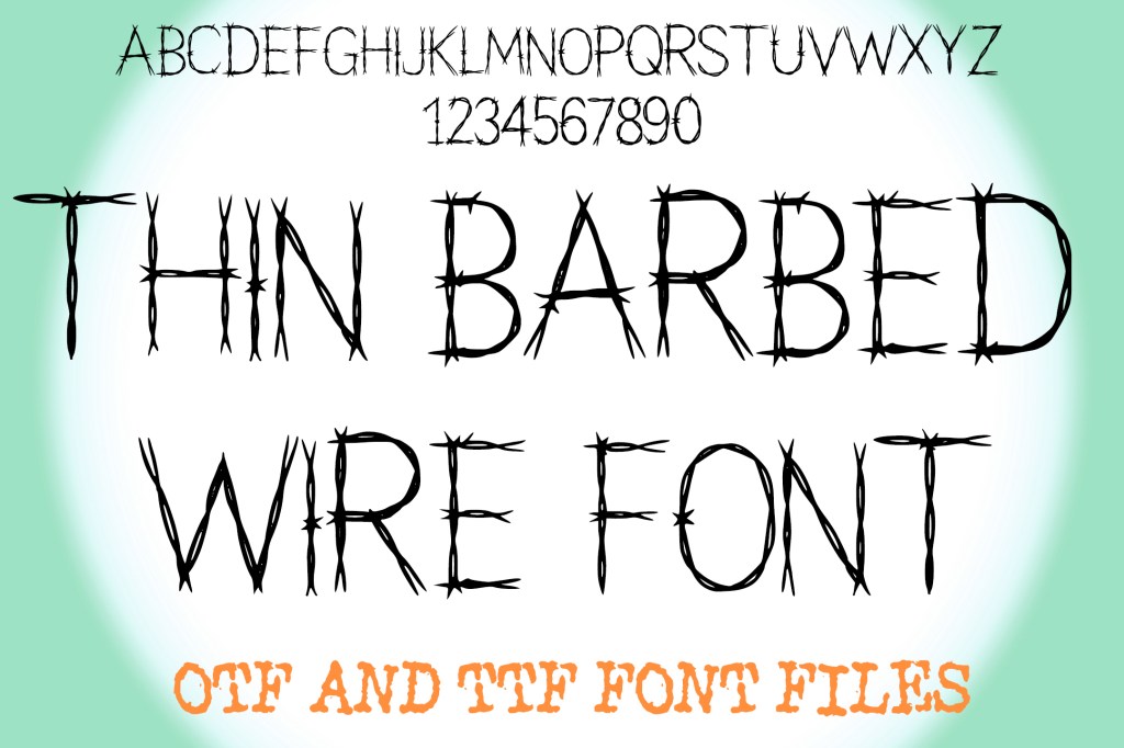 Thin Barbed Wire Lettering ABC Text Font Alphabet OTF Type Illustration by Squeeb Creative social