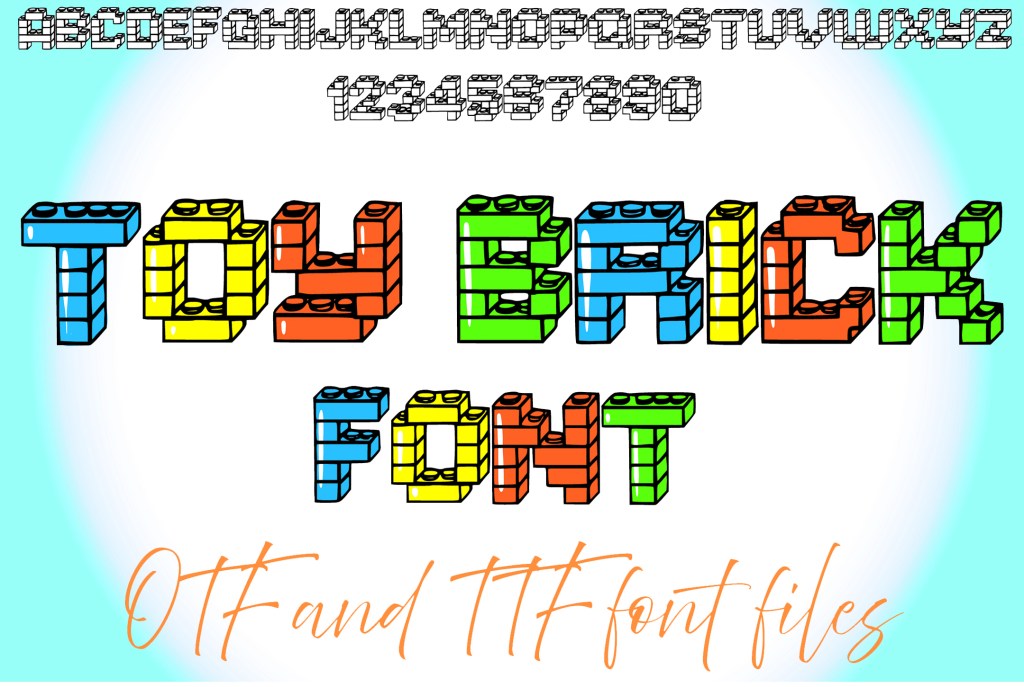 Toy Brick Lettering ABC Text Font Alphabet OTF Type Illustration social