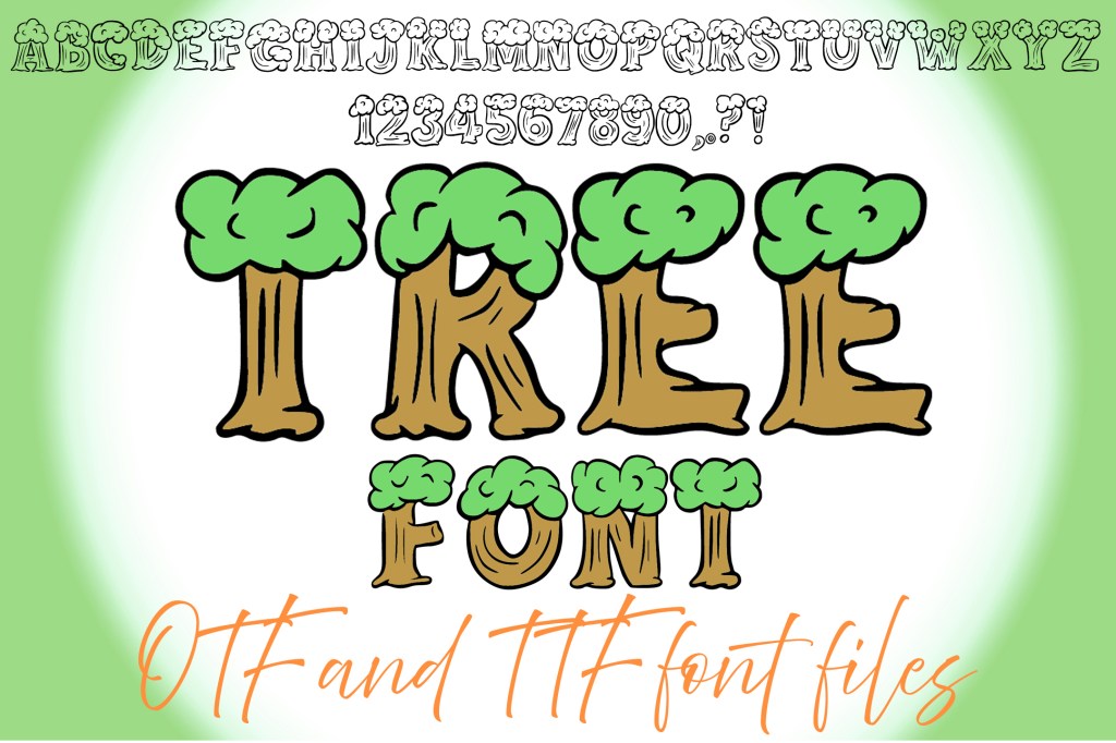 Tree Log Typeface Lettering ABC Text Font OTF Illustration by Squeeb Creative social