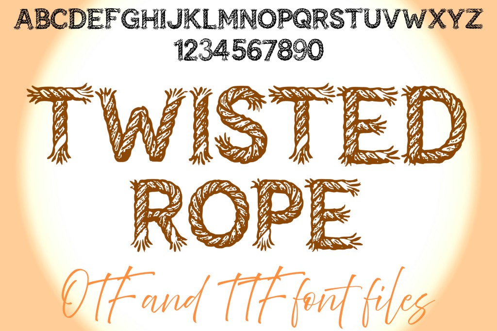 Twisted Rope Frayed Lettering ABC Text Font Alphabet OTF Type Illustration by Squeeb Creative social