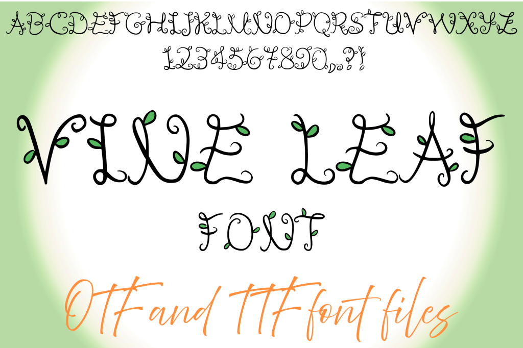 Vine Leaf Floral Typeface Lettering ABC Text Font Wood OTF Illustration by Squeeb Creative social
