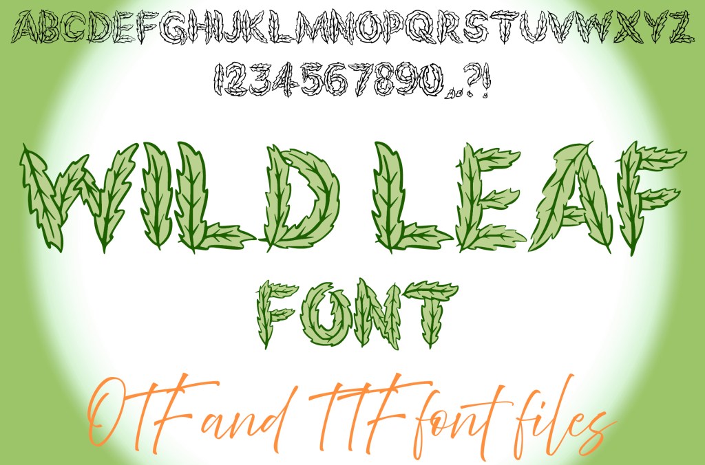 Wild Leaf Alphabet Lettering ABC Text Font Leaves Typeface OTF Illustration by Squeeb Creative social