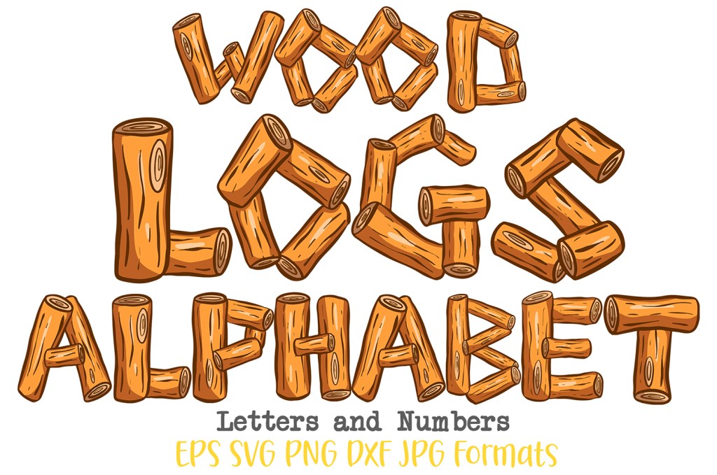 Wood Logs Alphabet Letters and Numbers Font Collection by Squeeb Creative sm