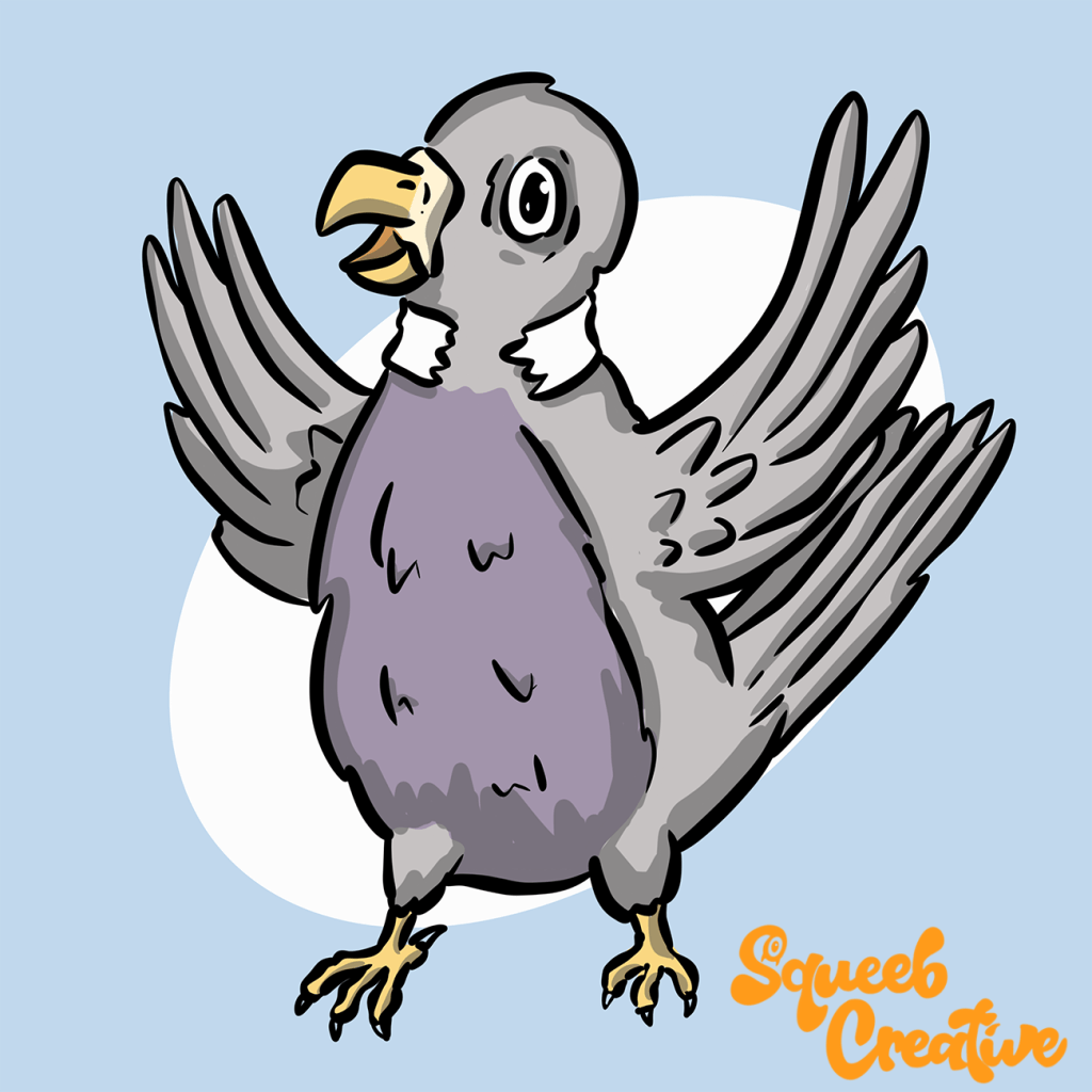 The Panic Pigeon! Cartoon Character from my&nbsp;Garden