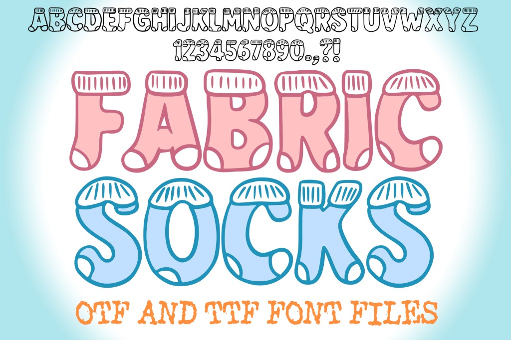 Fabric Socks Alphabet Lettering ABC Text Font OTF by Squeeb Creative