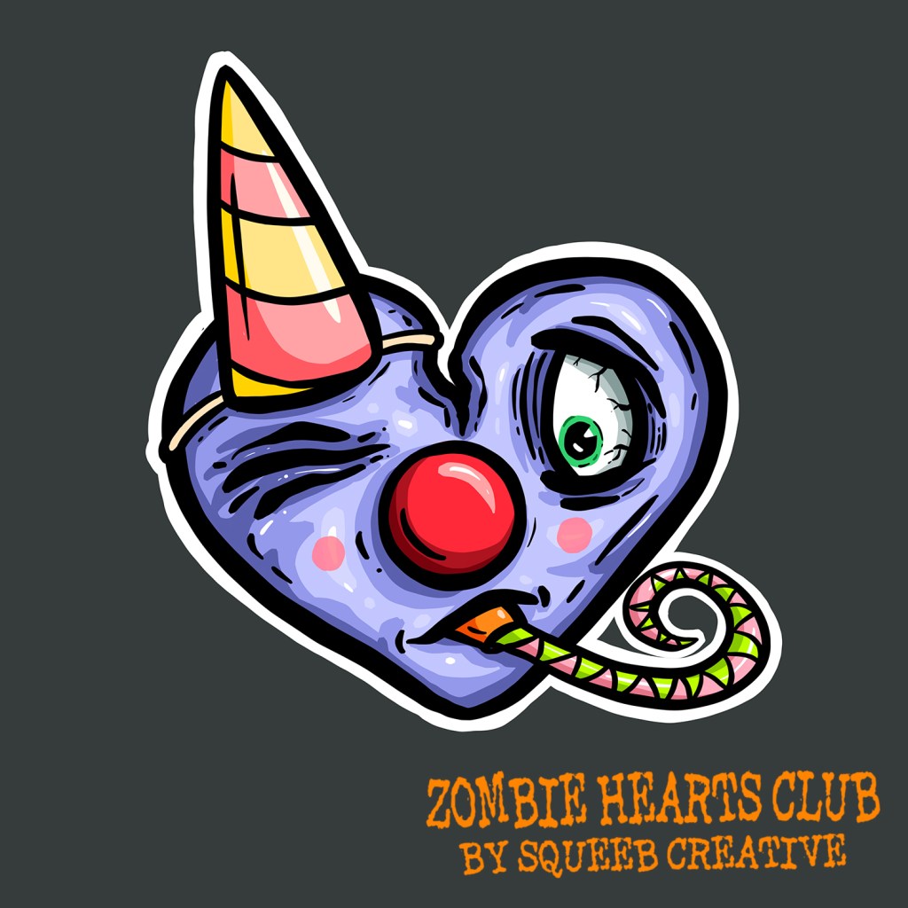 Sad Clown Gary Zombie Hearts Club.by Squeeb Creative
