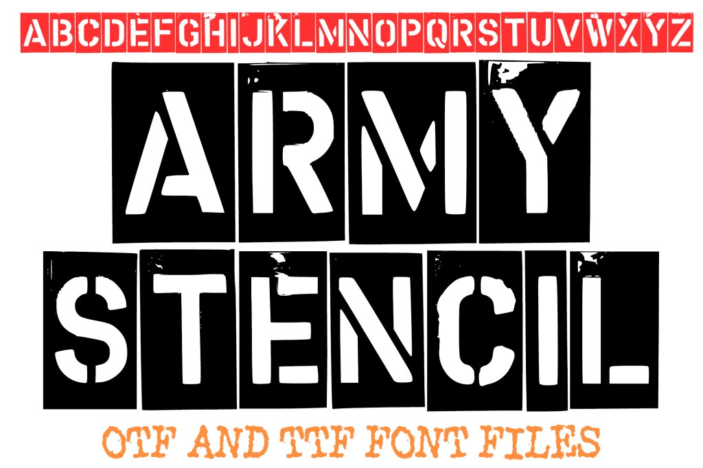 Army Stencil Military Lettering ABC Font Typography Text by Squeeb Creative