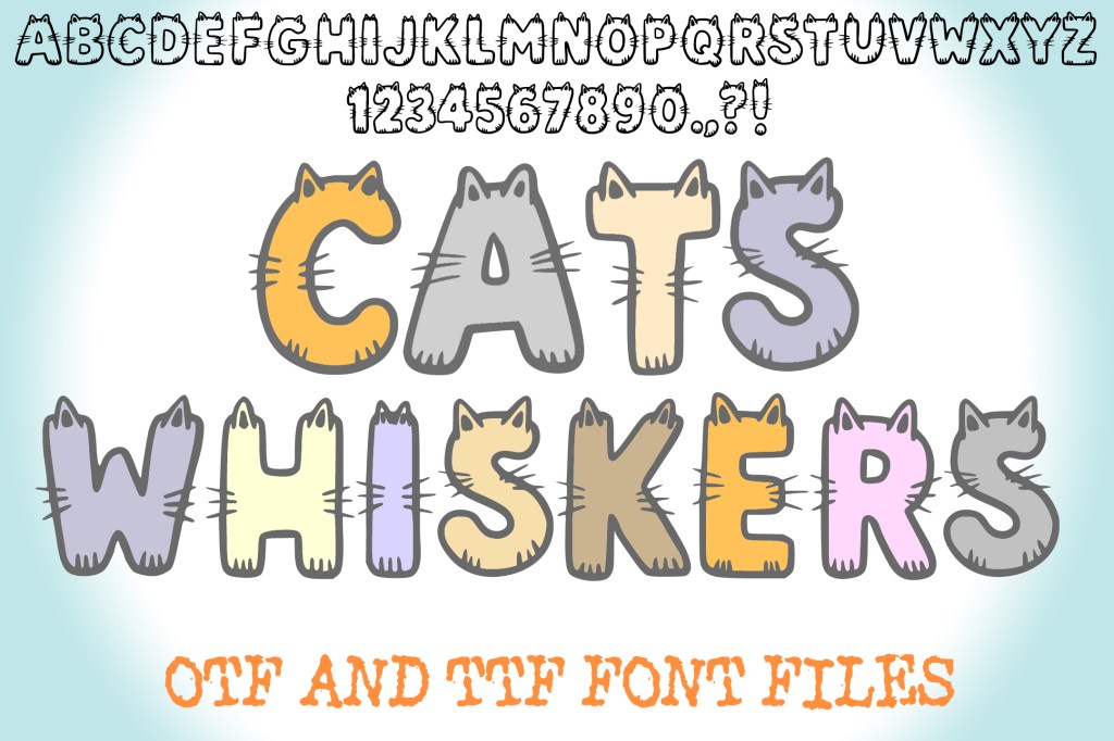 Cats Whiskers Alphabet Lettering ABC Text Kitten Font OTF by Squeeb Creative