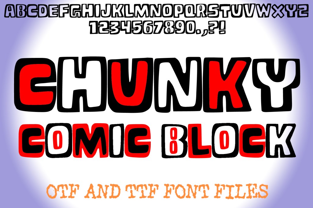 Chunky Comic Block Lettering ABC Font Typography Text by Squeeb Creative