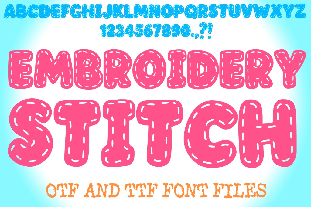 Embroidery Stitch Sewing Alphabet Lettering ABC Text Font OTF by Squeeb Creative Social