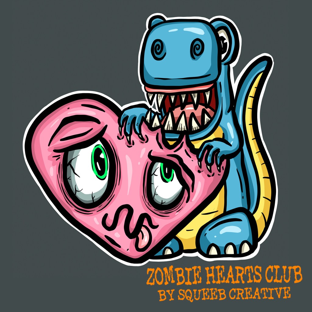 Pip Dino Zombie Hearts Club by Squeeb Creative