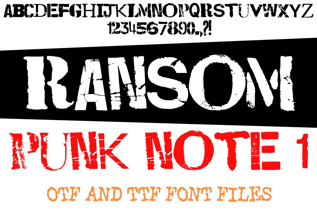 Ransom Punk Note 1 Distressed Lettering ABC Font Typography Text by Squeeb Creative