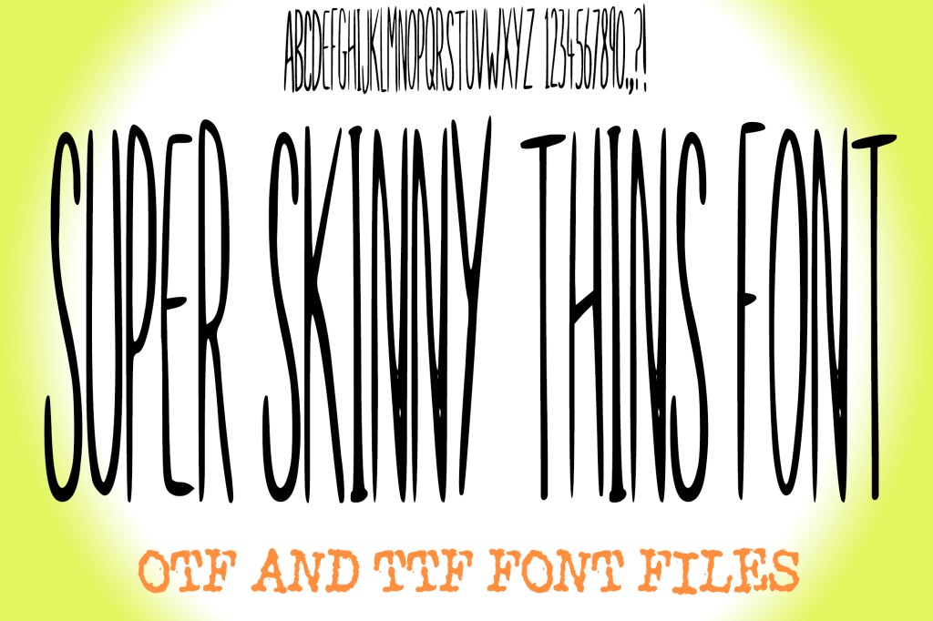 Super Skinny Thins Alphabet Lettering ABC Text Long Font OTF by Squeeb Creative social