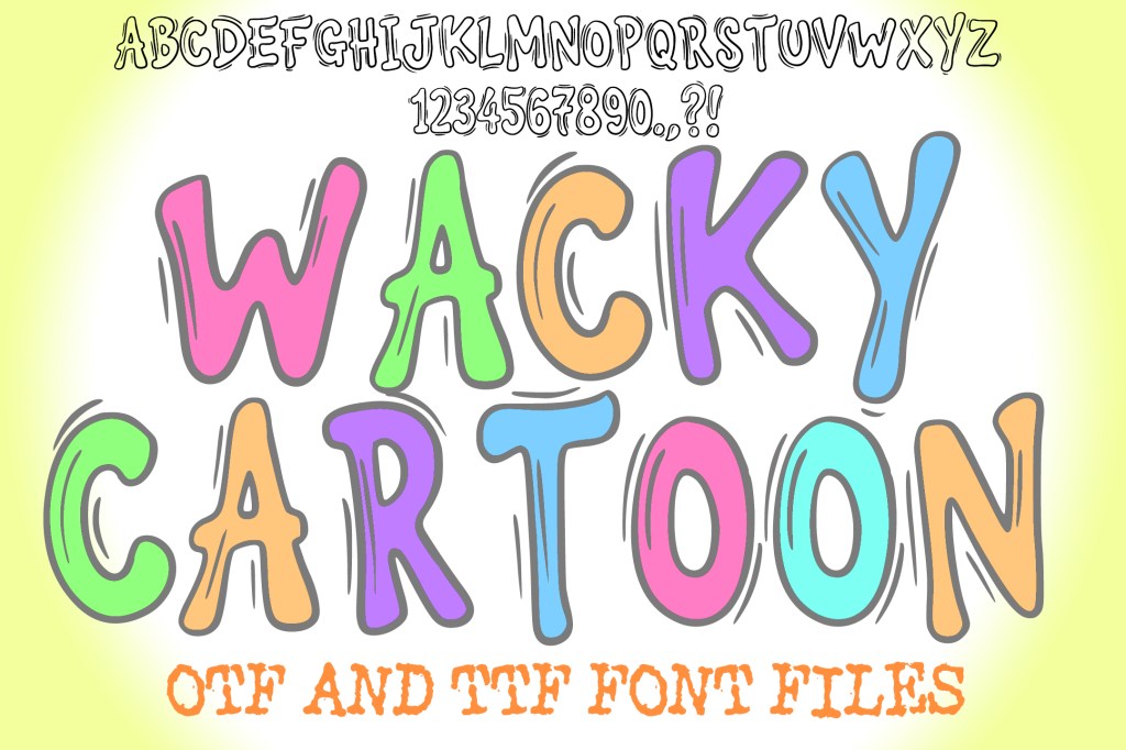 Wacky Cartoon Crazy Alphabet Lettering ABC Text Font OTF by Squeeb Creative