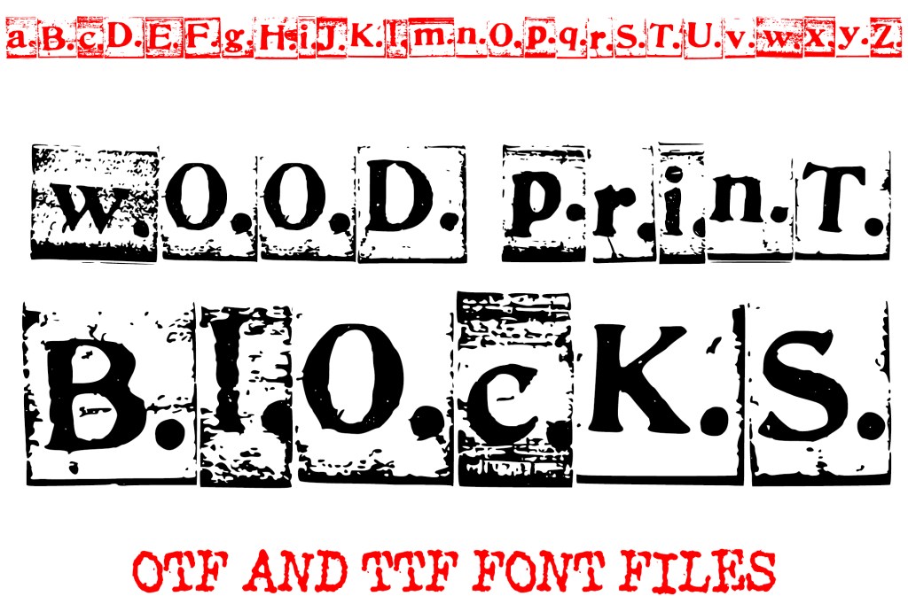 Wood Print Blacks Lettering ABC Font Typography Text by Squeeb Creative