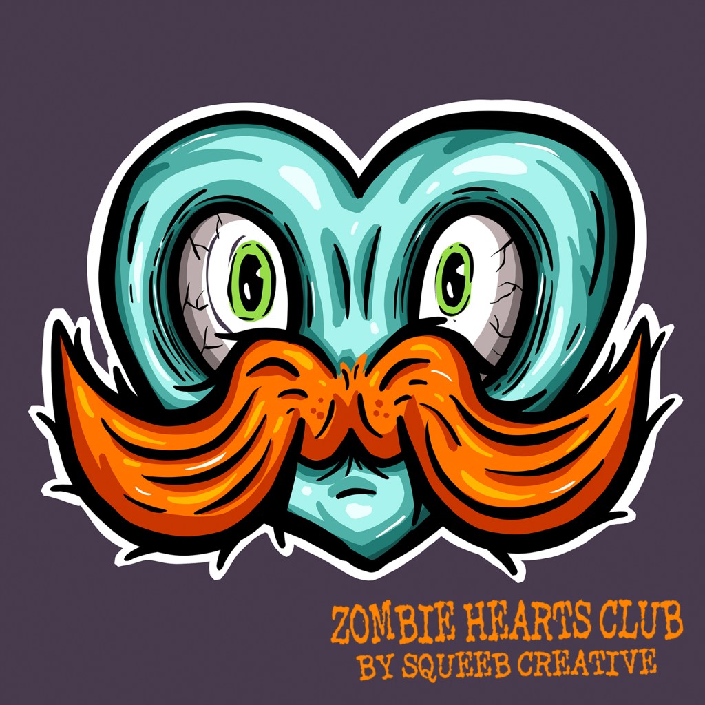Moustache Malcolm Zombie Hearts Club by Squeeb Creative
