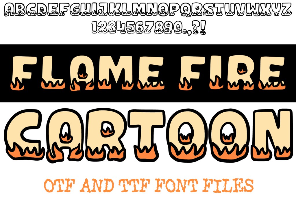 Falme Fire Cartoon Lettering ABC Font Typeface Alphabet Handwriting OTF by Squeeb Creative
