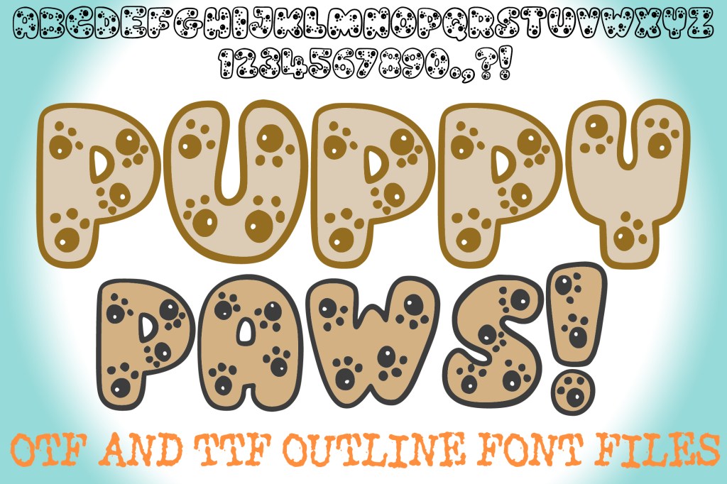 Puppy Paws Handwriting Alphabet Lettering ABC Footprints Text Font OTF by Squeeb Creative