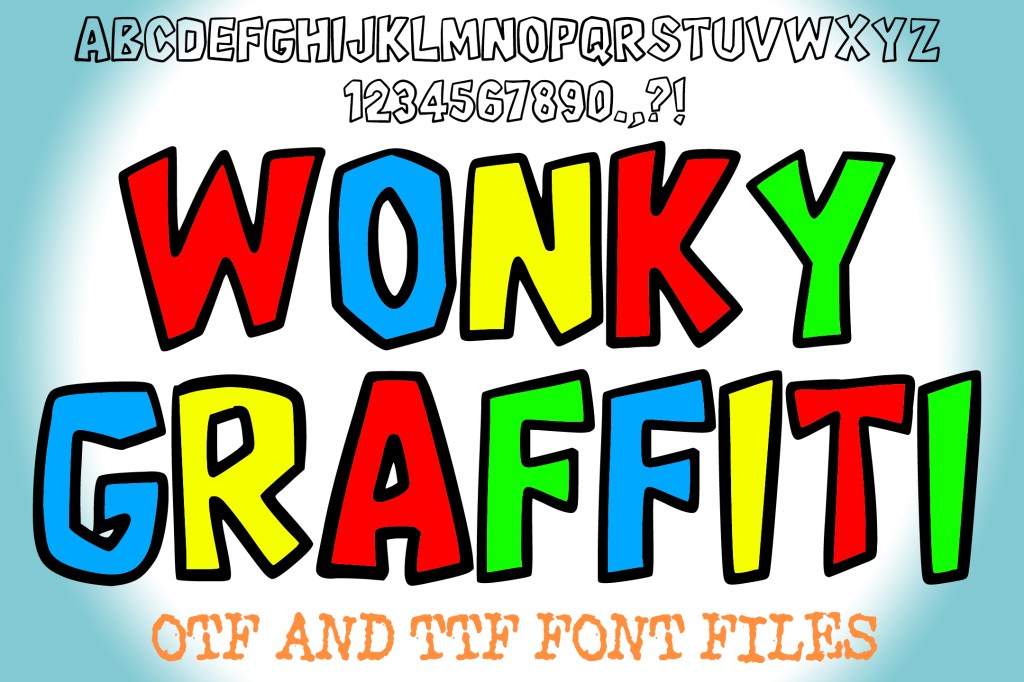 Wonky Graffiti Cutout Handwriting Alphabet Lettering ABC Text Font OTF by Squeeb Creative